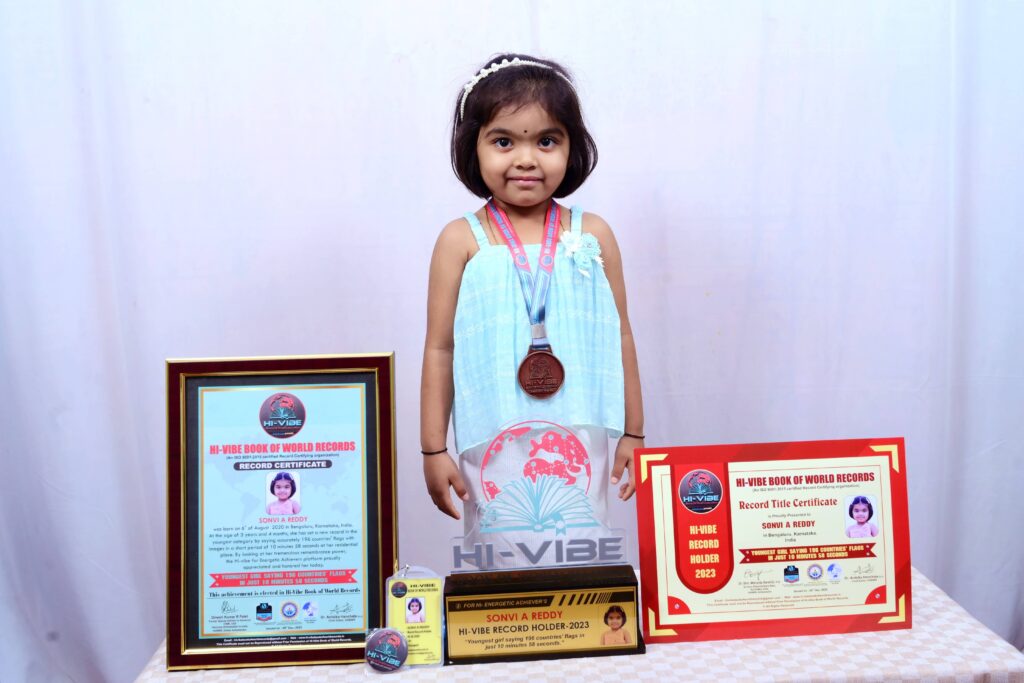 SONVI A REDDY – Youngest girl saying 196 countries’ flags in just 10 minutes 58 seconds